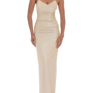 Lucy in the Sky Strapless Gold Dress